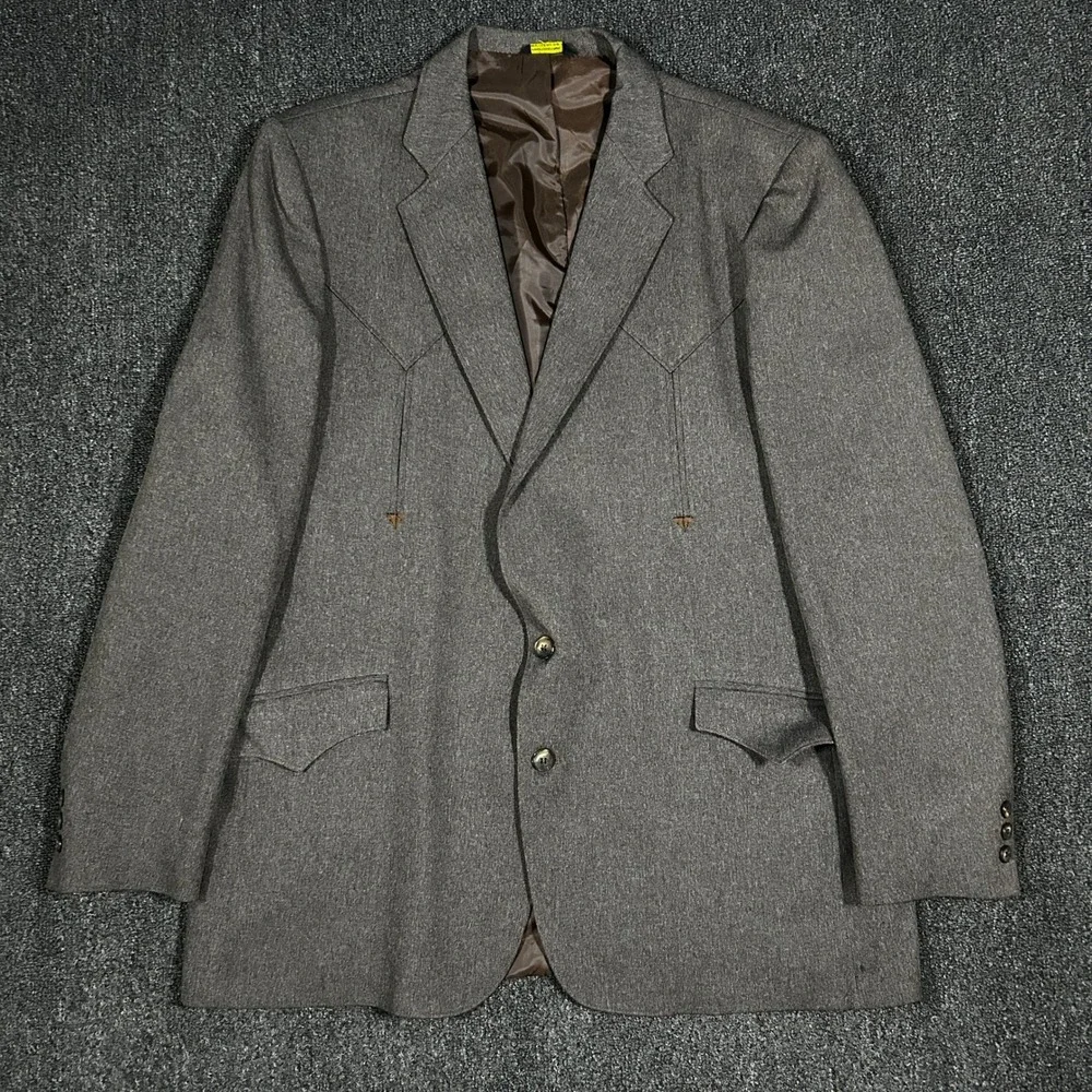 Mesquite Western Blazer Mens 48L Brown Vintage Niver Western Wear Sport Coat USA